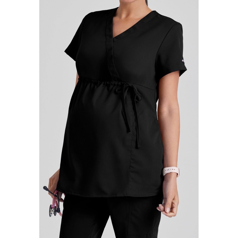 Barco Grey's Anatomy Lilah Scrub Top Black Women's Maternity GRT094 Small NWT L2